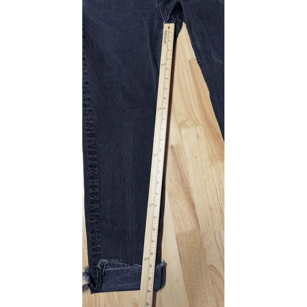 Reformation Crop Cigarette Euphrates Raw Hem Frayed Charcoal Black - Picture 14 of 16